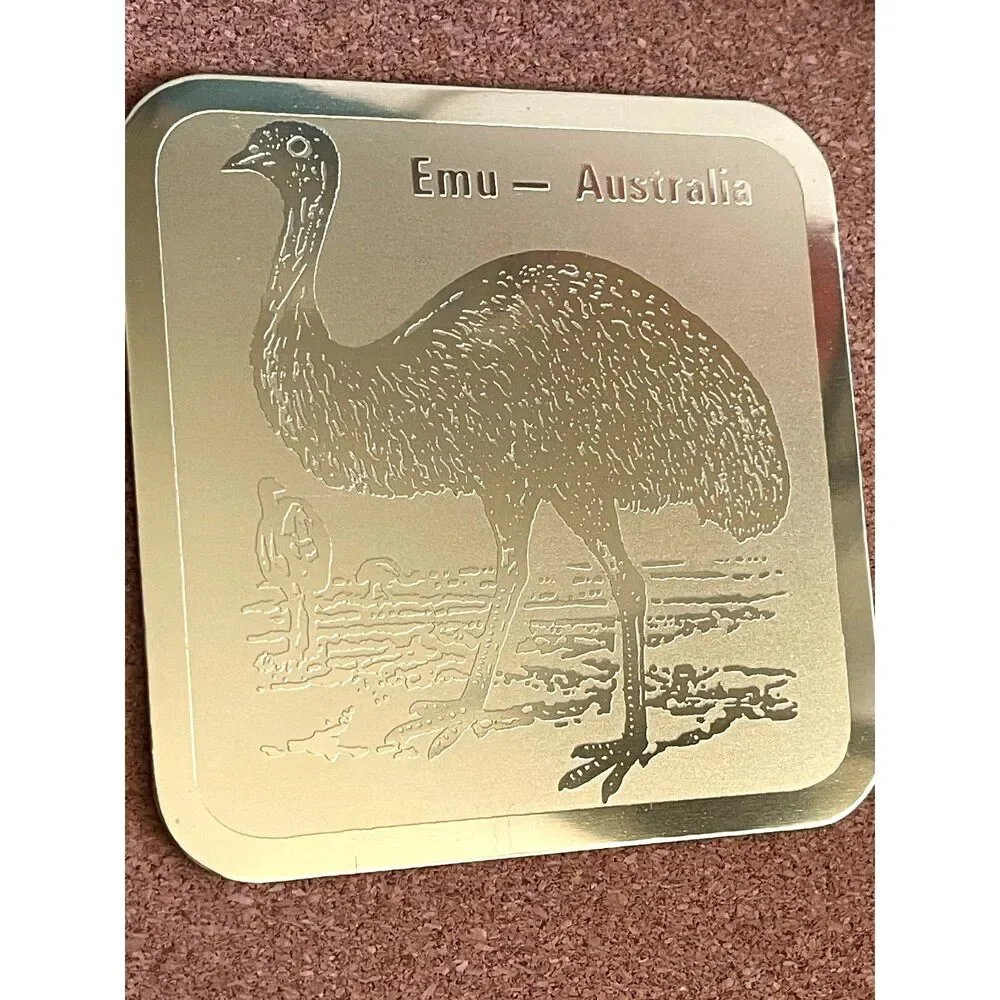 Vintage Australian Riga Gold Etched Coasters Animal Drinking Paul Stephan-Daly